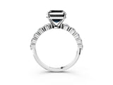 White gold Fancy Black Asscher Cut Solitaire Diamond Ring with Pave Band and Four-Prong Setting_3