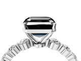 White gold Fancy Black Asscher Cut Solitaire Diamond Ring with Pave Band and Four-Prong Setting_4