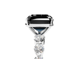 White gold Fancy Black Asscher Cut Solitaire Diamond Ring with Pave Band and Four-Prong Setting_5