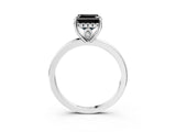 White gold Fancy Black Asscher Cut Solitaire Diamond Ring with Prong Setting and Plain Band_15