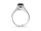 White gold Fancy Black Asscher Cut Solitaire Diamond Ring with Six-Prong Setting and Classic Band_29