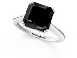White gold Fancy Black Asscher Cut Solitaire Diamond Ring with Six-Prong Setting and Classic Band_38