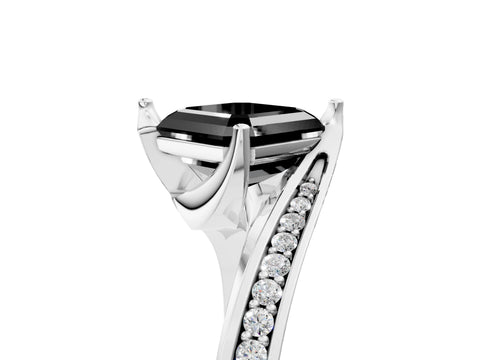 White gold Fancy Black Asscher Cut Solitaire Diamond Twist Band with Pavé Setting and Four-Prong Setting_5