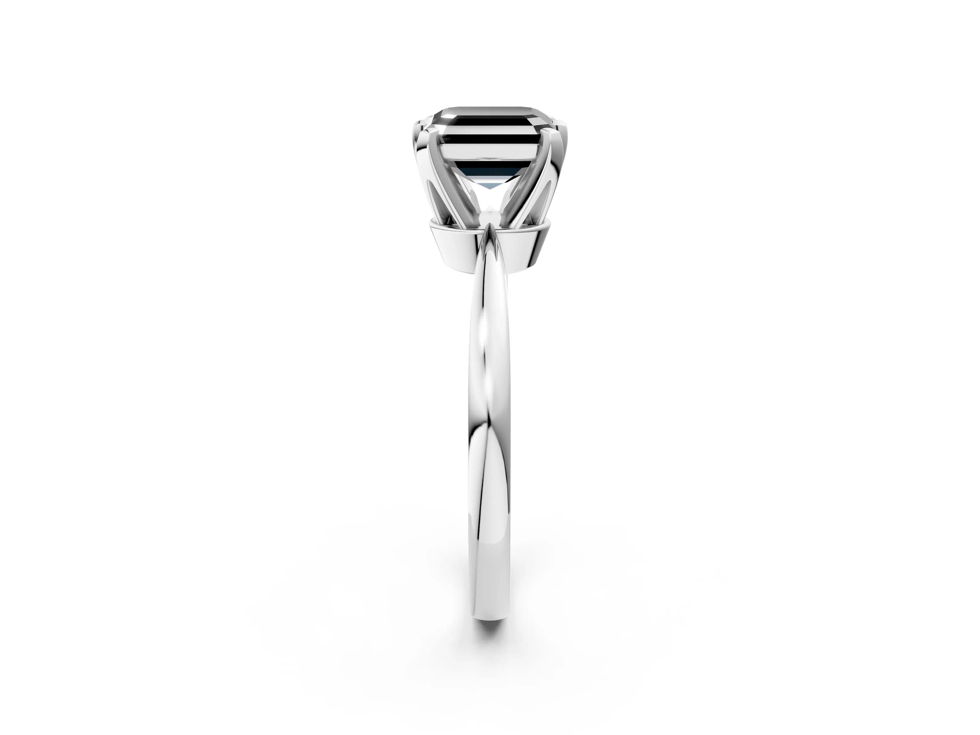 White gold Fancy Black Asscher Cut Solitaire Engagement Ring with Six-Prong Setting and Tapered Band_2