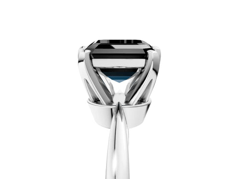 White gold Fancy Black Asscher Cut Solitaire Engagement Ring with Six-Prong Setting and Tapered Band_5
