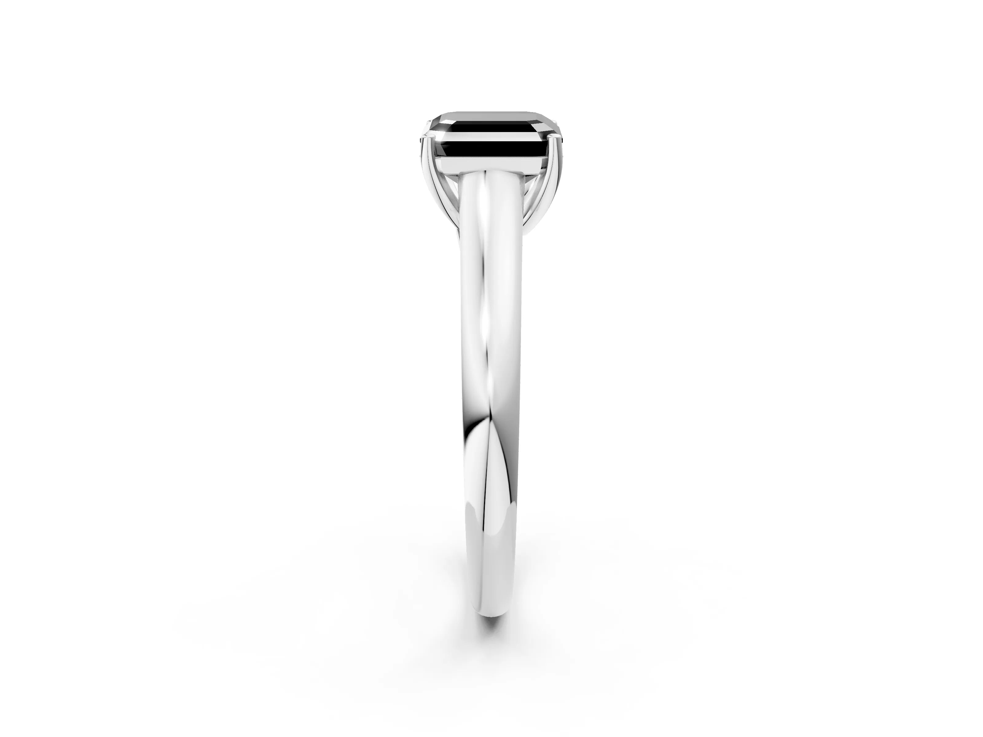 White gold Fancy Black Asscher Cut Solitaire Engagement Ring with Tapered Band and Four-Prong Setting_17