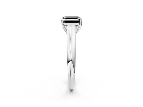 White gold Fancy Black Asscher Cut Solitaire Engagement Ring with Tapered Band and Four-Prong Setting_17