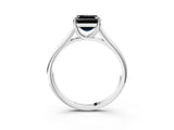 White gold Fancy Black Asscher Cut Solitaire Engagement Ring with Tapered Band and Four-Prong Setting_18