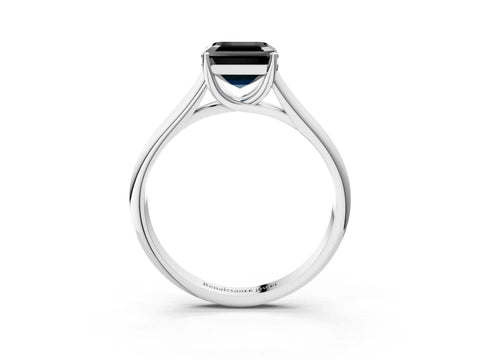 White gold Fancy Black Asscher Cut Solitaire Engagement Ring with Tapered Band and Four-Prong Setting_18