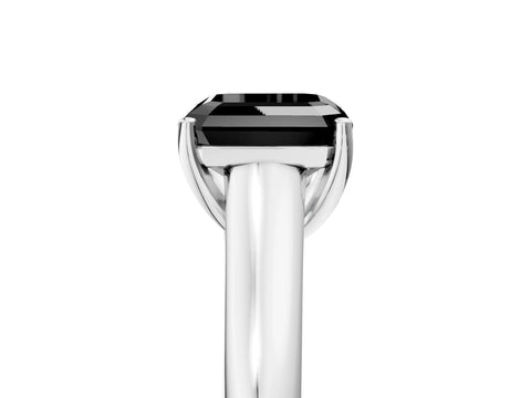White gold Fancy Black Asscher Cut Solitaire Engagement Ring with Tapered Band and Four-Prong Setting_20