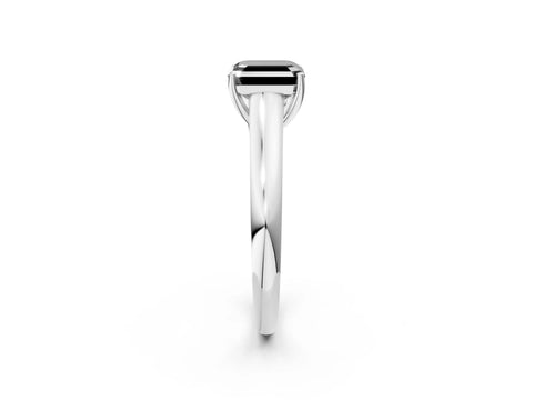 White gold Fancy Black Asscher Cut Solitaire Engagement Ring with Tapered Band and Four-Prong Setting_5