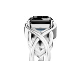 White gold Fancy Black Asscher Cut Solitaire Intertwined Band Prong Setting Ring_5