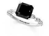 White gold Fancy Black Asscher Cut Solitaire Marquise Side Stone Prong Setting Ring_1