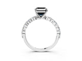 White gold Fancy Black Asscher Cut Solitaire Marquise Side Stone Prong Setting Ring_3