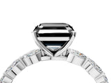 White gold Fancy Black Asscher Cut Solitaire Marquise Side Stone Prong Setting Ring_4