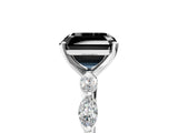 White gold Fancy Black Asscher Cut Solitaire Marquise Side Stone Prong Setting Ring_5
