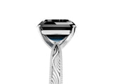 White gold Fancy Black Asscher Cut Solitaire Milgrain Engraved Band with Four-Prong Setting_17