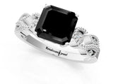 White gold Fancy Black Asscher Cut Solitaire Milgrain Leaf Band with Prong Setting_13
