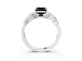 White gold Fancy Black Asscher Cut Solitaire Milgrain Leaf Band with Prong Setting_15