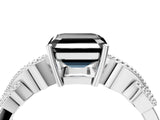 White gold Fancy Black Asscher Cut Solitaire Milgrain Leaf Band with Prong Setting_16