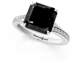 White gold Fancy Black Asscher Cut Solitaire Pavé Band with Four-Prong Setting_1