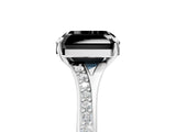 White gold Fancy Black Asscher Cut Solitaire Pavé Band with Four-Prong Setting_5