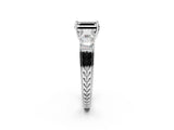 White gold Fancy Black Asscher Cut Solitaire Princess Side Stone Engraved Band Prong Setting Ring_38