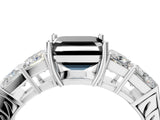 White gold Fancy Black Asscher Cut Solitaire Princess Side Stone Engraved Band Prong Setting Ring_40