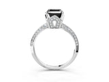 White gold Fancy Black Asscher Cut Solitaire Split Shank Pave Diamond Engagement Ring with Four-Prong Setting_3