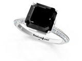 White gold Fancy Black Asscher Cut Solitaire Split Shank Pave Diamond Engagement Ring with Four-Prong Setting_73