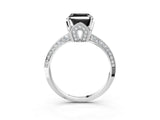 White gold Fancy Black Asscher Cut Solitaire Split Shank Pave Diamond Engagement Ring with Four-Prong Setting_75
