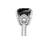 White gold Fancy Black Asscher Cut Solitaire Split Shank Pave Diamond Engagement Ring with Four-Prong Setting_77