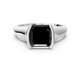 White gold Fancy Black Asscher Cut Solitaire Tension Set Diamond Ring with Split Shank Band_24