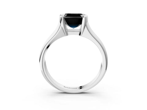 White gold Fancy Black Asscher Cut Solitaire Tension Set Diamond Ring with Split Shank Band_27