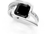 White gold Fancy Black Asscher Cut Solitaire Tension-Set Diamond Split Shank Ring_13
