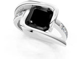 White gold Fancy Black Asscher Cut Solitaire Tension-Set Diamond Split Shank Ring_1