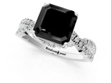 White gold Fancy Black Asscher Cut Solitaire Twist Pave Diamond Engagement Ring with Prong Setting_10