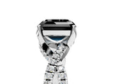 White gold Fancy Black Asscher Cut Solitaire Twist Pave Diamond Engagement Ring with Prong Setting_11