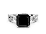 White gold Fancy Black Asscher Cut Solitaire Twist Pave Diamond Engagement Ring with Prong Setting_12