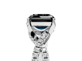 White gold Fancy Black Asscher Cut Solitaire Twist Pave Diamond Engagement Ring with Prong Setting_17
