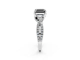 White gold Fancy Black Asscher Cut Solitaire Twist Pave Diamond Engagement Ring with Prong Setting_2
