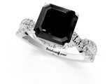 White gold Fancy Black Asscher Cut Solitaire Twist Pave Diamond Engagement Ring with Prong Setting_22