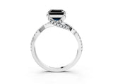 White gold Fancy Black Asscher Cut Solitaire Twist Pave Diamond Engagement Ring with Prong Setting_39