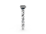 White gold Fancy Black Asscher Cut Solitaire Twisted Band with Pavé Accents and Four-Prong Setting_2