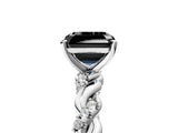 White gold Fancy Black Asscher Cut Solitaire Twisted Band with Pavé Accents and Four-Prong Setting_5