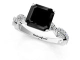 White gold Fancy Black Asscher Cut Solitaire Twisted Pave Band with Four-Prong Setting_16