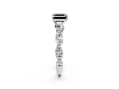 White gold Fancy Black Asscher Cut Solitaire Twisted Pave Band with Four-Prong Setting_17