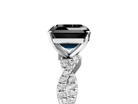 White gold Fancy Black Asscher Cut Solitaire Twisted Pave Band with Four-Prong Setting_20
