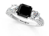 White gold Fancy Black Asscher Cut Three-Stone Diamond Ring with Pavé Band and Four-Prong Setting_25