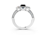 White gold Fancy Black Asscher Cut Three-Stone Diamond Ring with Pavé Band and Four-Prong Setting_27